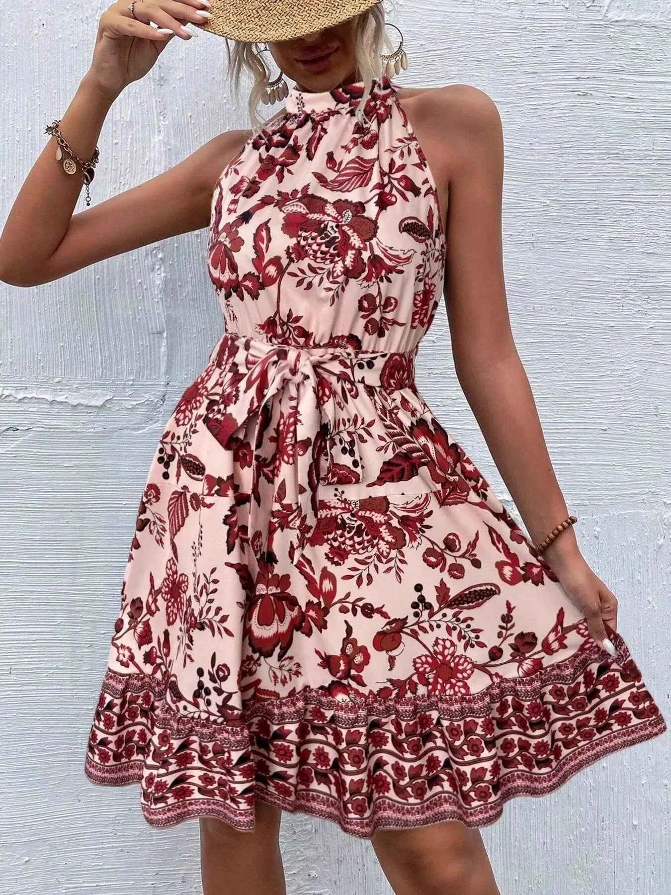 Robe d'Été Fluide Estoril Sans Manches – Ceinture Incluse, S à 2XL - Bootiky