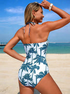 Maillot de Bain Une Pièce Tropical — Col Dos-Nu & Armature - Bootiky