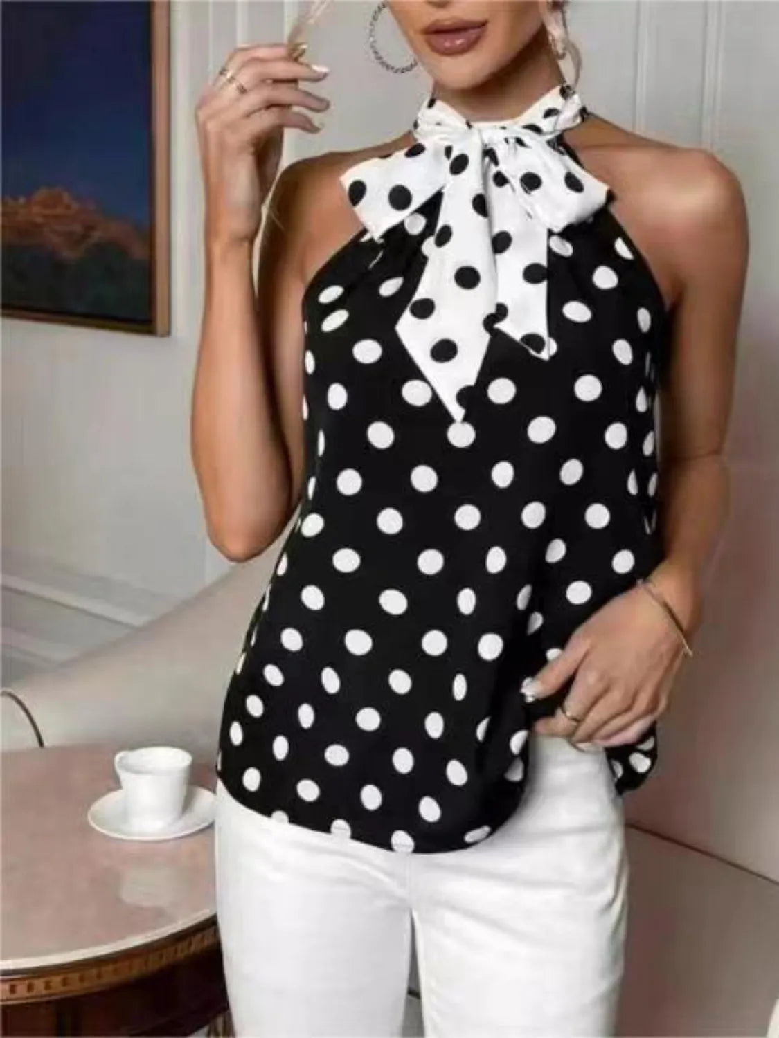 Caraco Rétro Polka Romance à Nouer – Bretelles Fines, S à XL - Bootiky