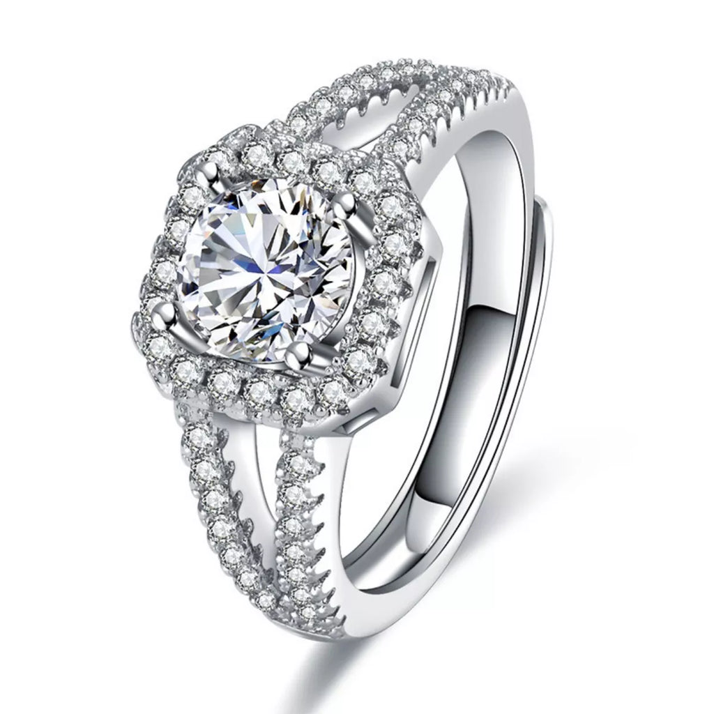 Bague Solitaire Moissanite 1 Carat — Argent Sterling 925 Ajustable - Bootiky