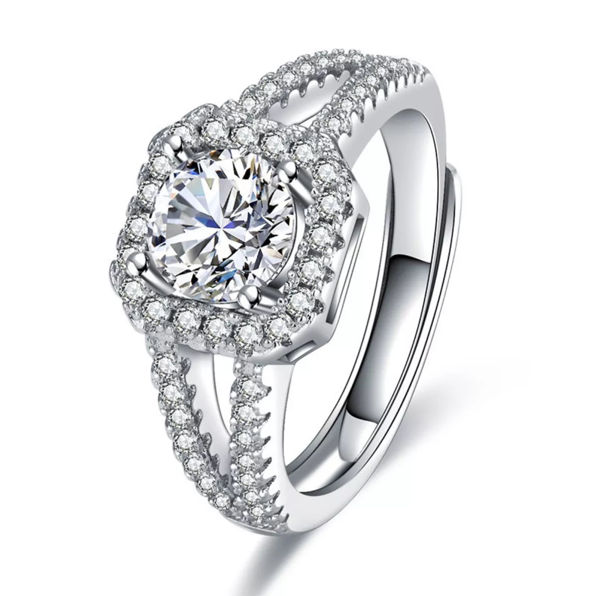 Bague Solitaire Moissanite 1 Carat — Argent Sterling 925 Ajustable - Bootiky