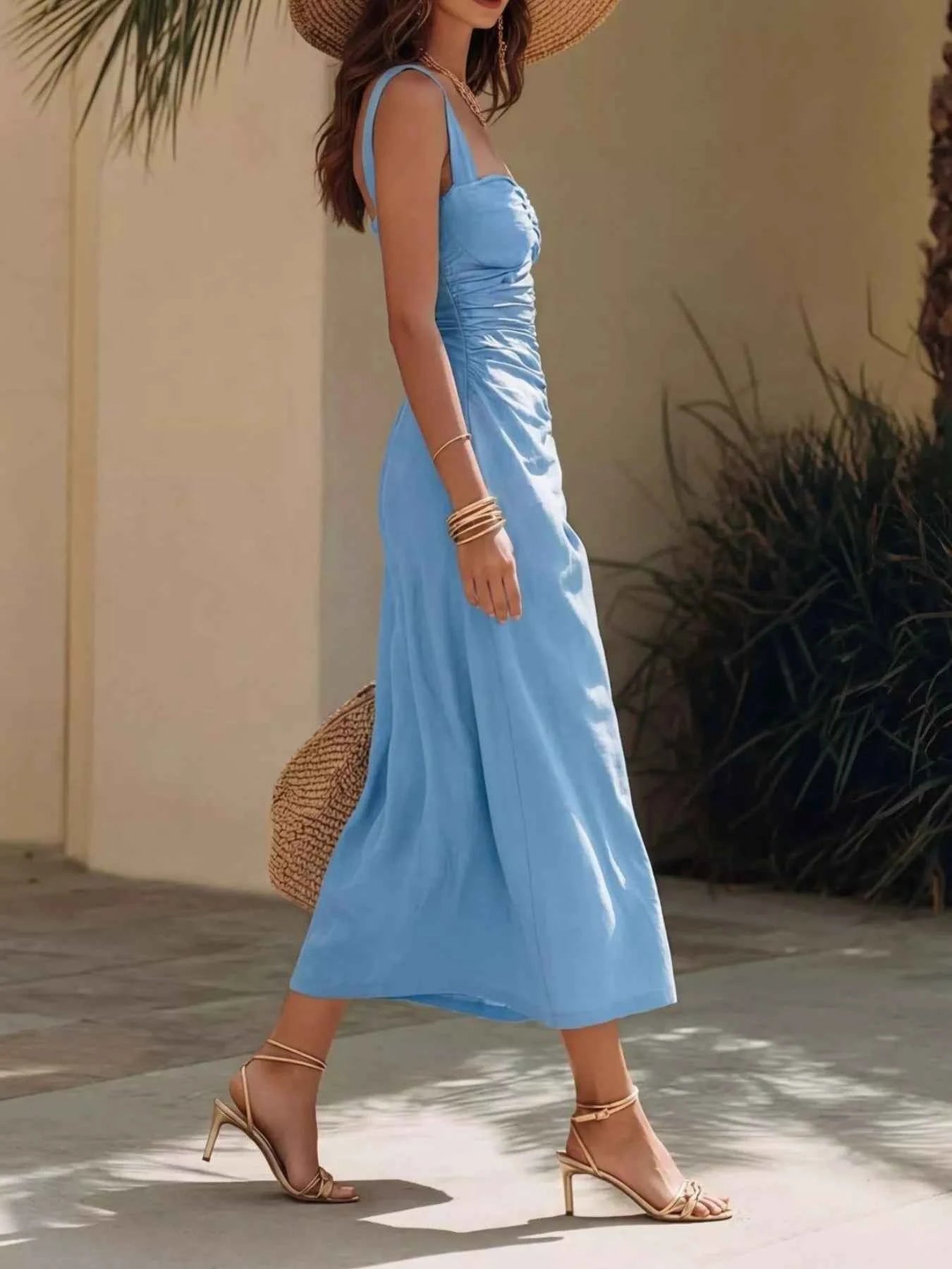 Robe Midi Drapée Amour Col en Cœur – Zip Dos, 6 Coloris, S à 2XL - Bootiky
