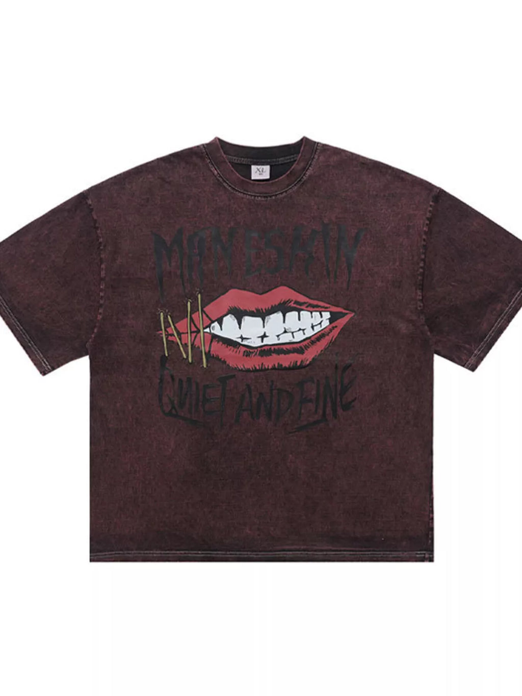 T-Shirt Homme Effet Délavé Motif Lèvres – Style Vintage Rock - Bootiky