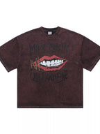 T-Shirt Homme Effet Délavé Motif Lèvres – Style Vintage Rock - Bootiky