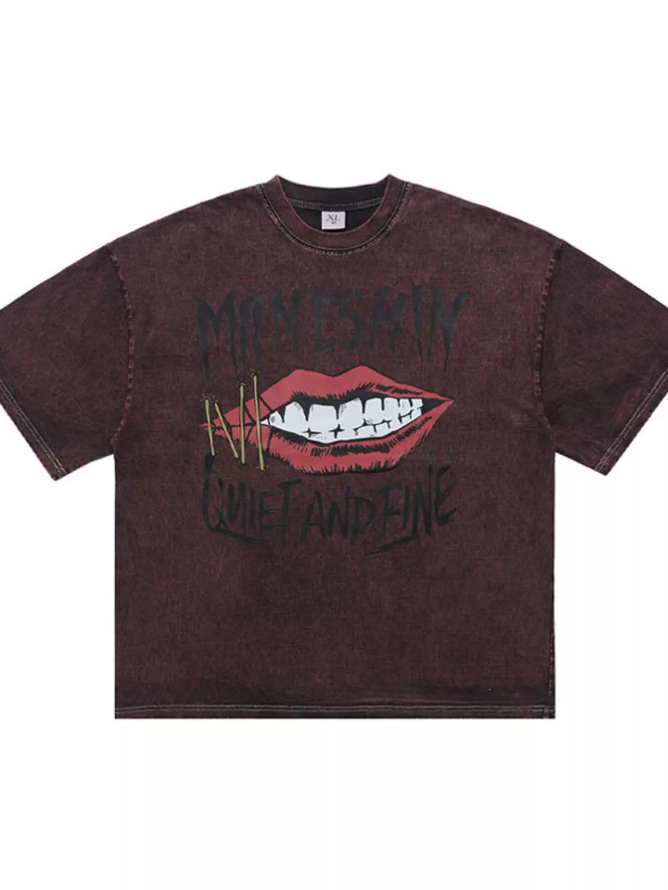 T-Shirt Homme Effet Délavé Motif Lèvres – Style Vintage Rock - Bootiky