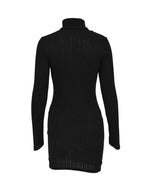 Robe Courte Moulante — Maille Côtelée Col Roulé & Manches Longues - Bootiky
