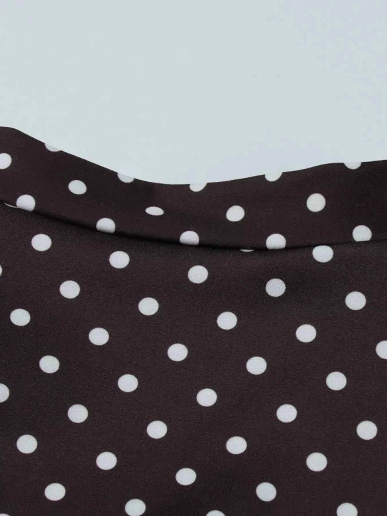 Robe Courte Retro Dolce à Pois Découpe Avant Cut-Out – Blanc, Marron, S à L - Bootiky