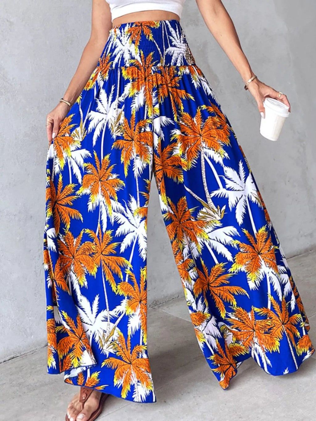 Pantalon Large Imprimé — Taille Smokée & Poches - Bootiky