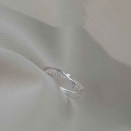 Bague Ouverte Ajustable Elysée – Argent 925 & Zircons, Taille Universelle, Quiet Luxury - Bootiky