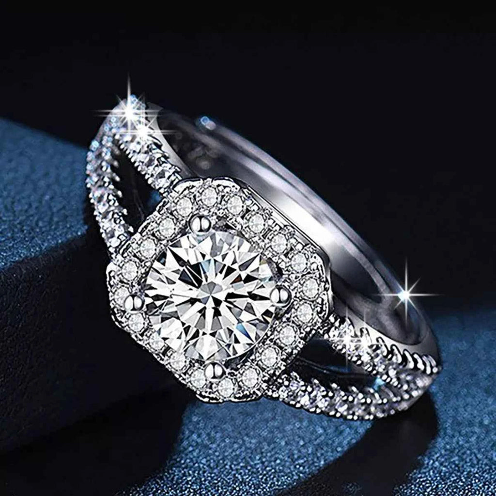 Bague Solitaire Moissanite 1 Carat — Argent Sterling 925 Ajustable - Bootiky