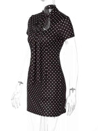 Robe Courte Retro Dolce à Pois Découpe Avant Cut-Out – Blanc, Marron, S à L - Bootiky