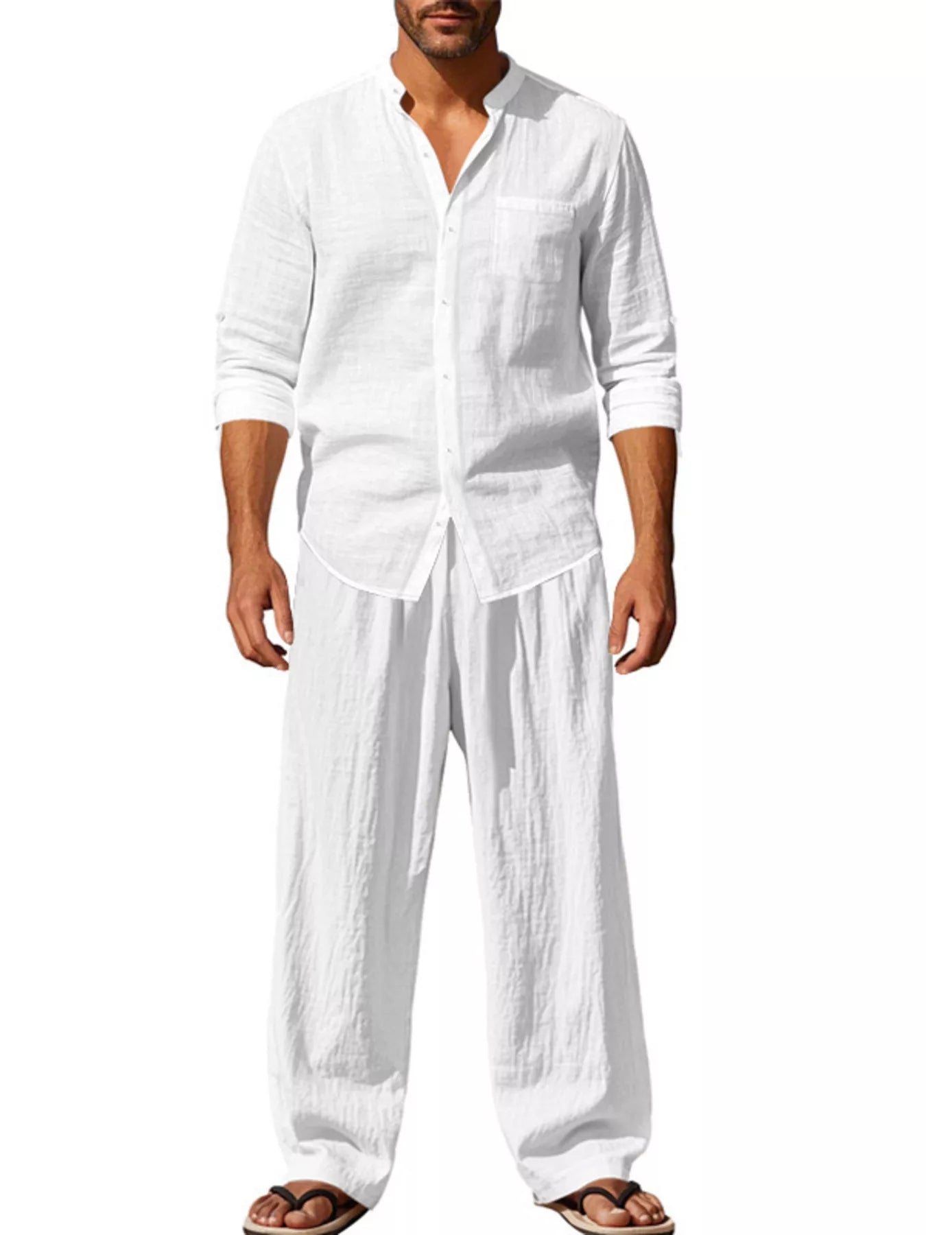 Ensemble Homme Élégant — Chemise Boutonnée Manches Longues & Pantalon - Bootiky