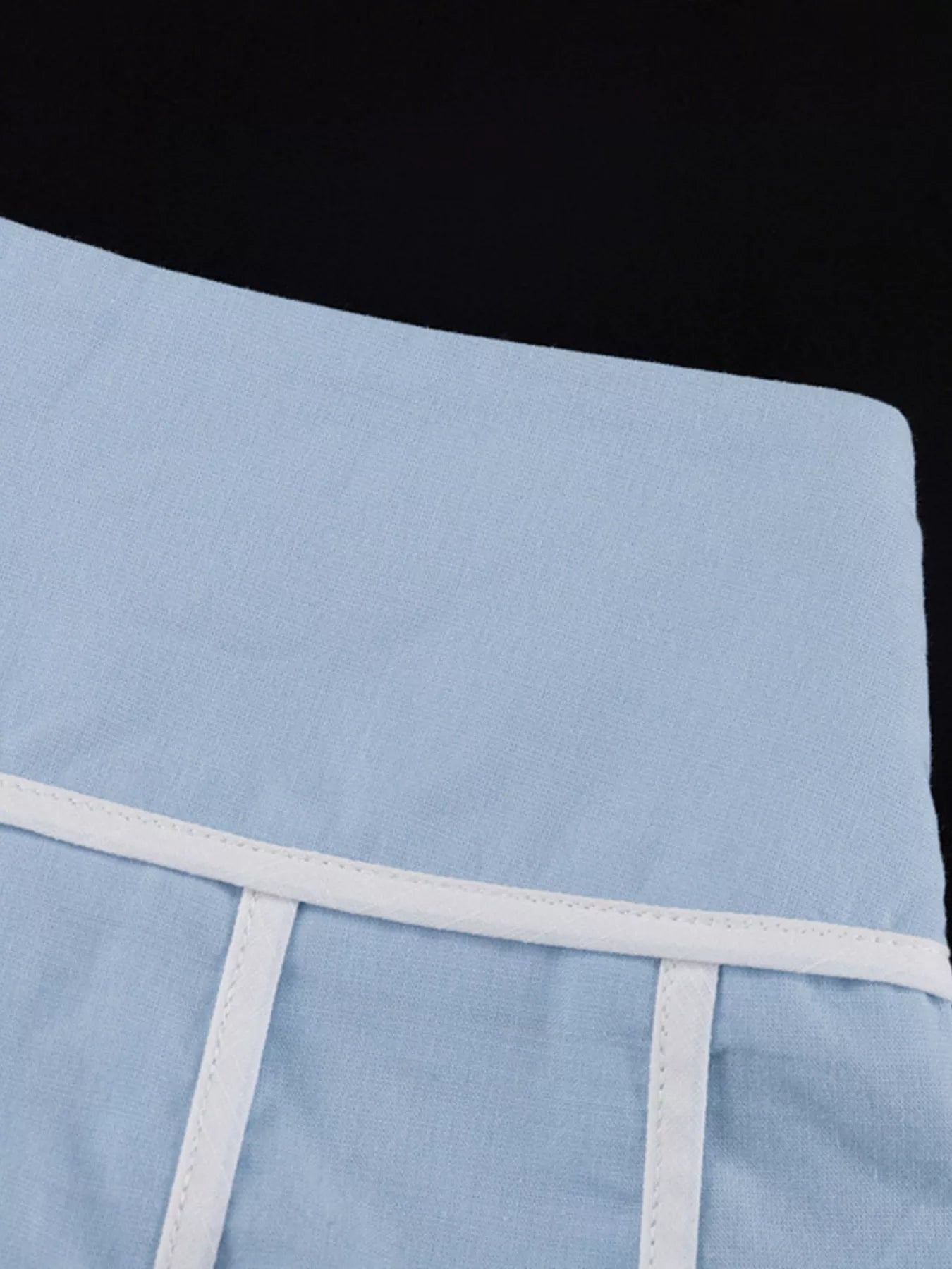 Ensemble top halter à volants liseré contrastant & jupe femme – Light Blue - Bootiky