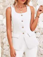 Gilet de Costume Quiet Luxury Col Carré – Boutonnage, S à 2XL - Bootiky