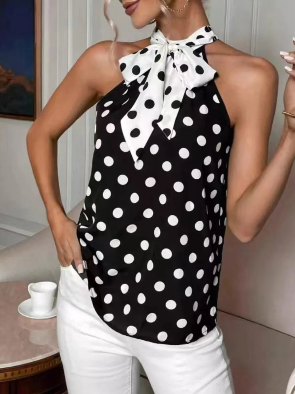 Caraco Rétro Polka Romance à Nouer – Bretelles Fines, S à XL - Bootiky