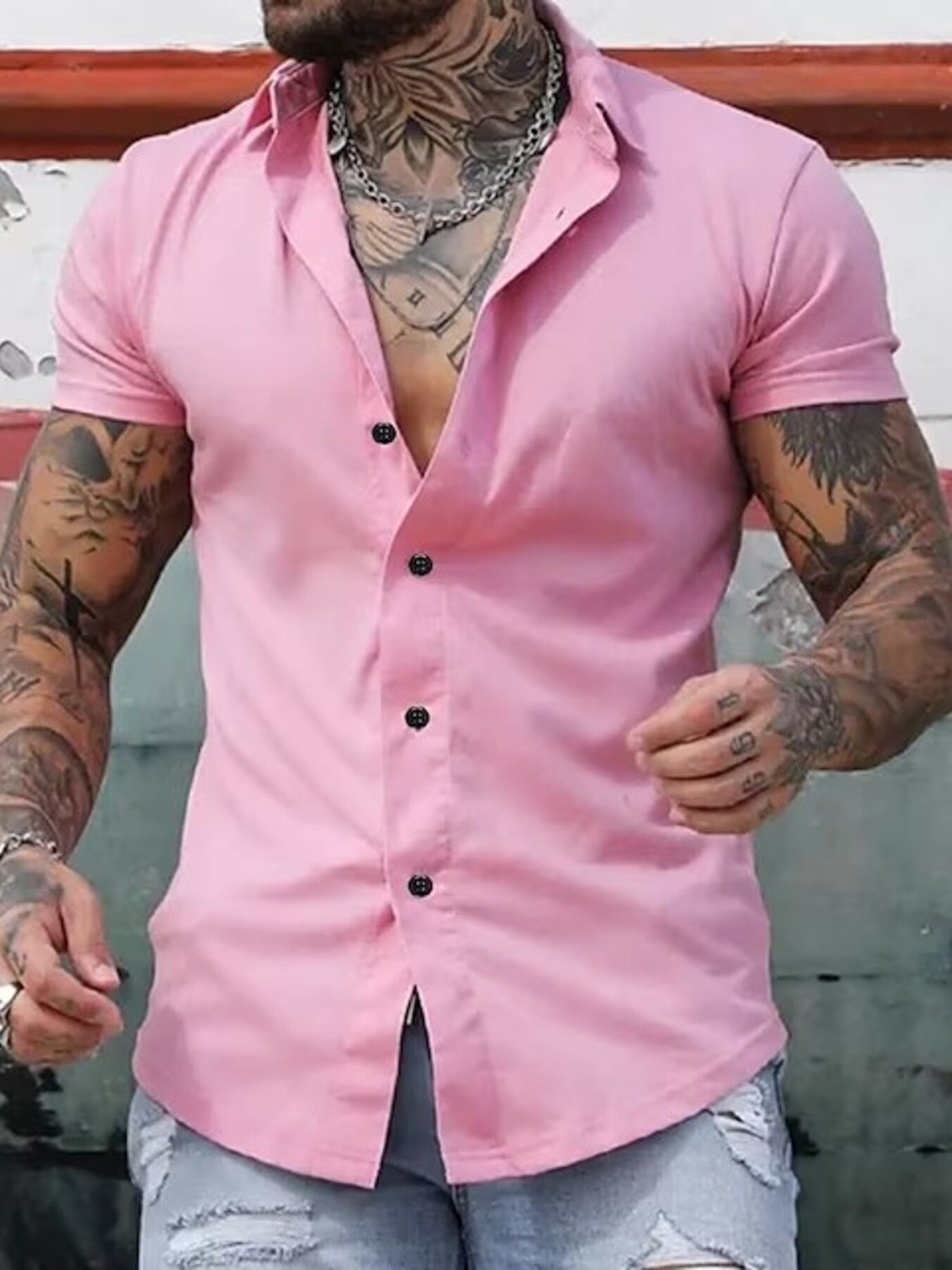 Chemise Homme Slim Fit — Manches Courtes Boutonnée 95% Coton - Bootiky