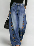 Jean Large à Détails Œillets — Coupe Wide Leg - Bootiky