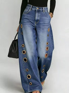 Jean Large à Détails Œillets — Coupe Wide Leg - Bootiky