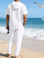 Ensemble Homme Lin — Haut à Capuche Boutonné & Pantalon Large - Bootiky