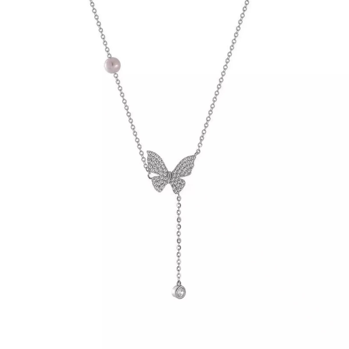Collier Vol d'Orphée Pendentif Papillon & Zircons – Argent 925, Écrin Inclus - Bootiky