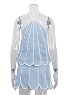Ensemble top halter à volants liseré contrastant & jupe femme – Light Blue - Bootiky