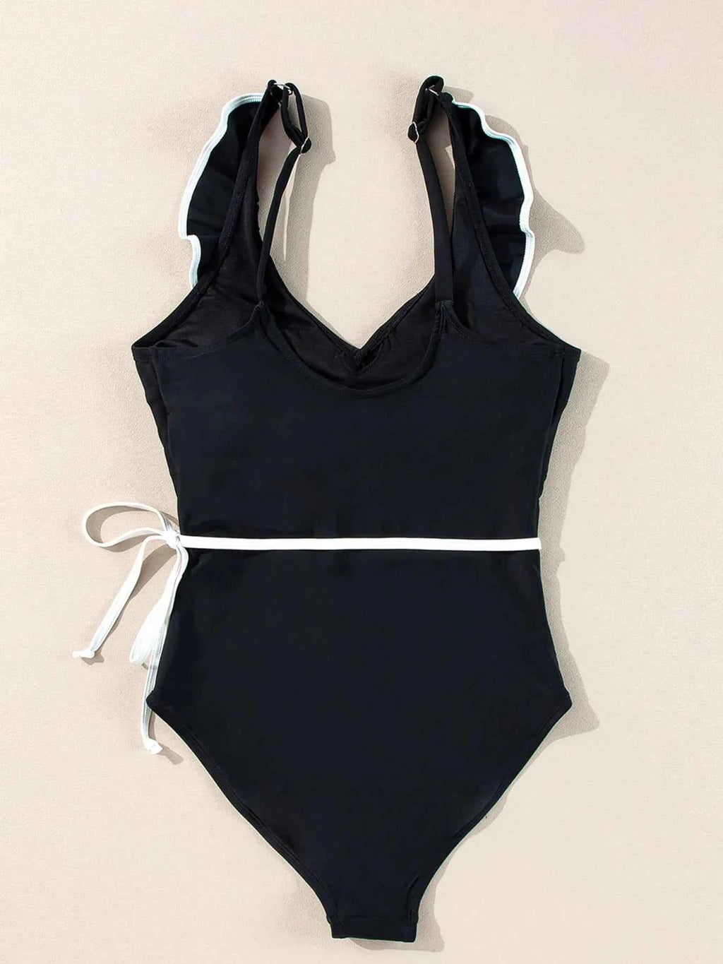 Maillot de Bain Une Pièce à Col en V & Détails Volants - Bootiky