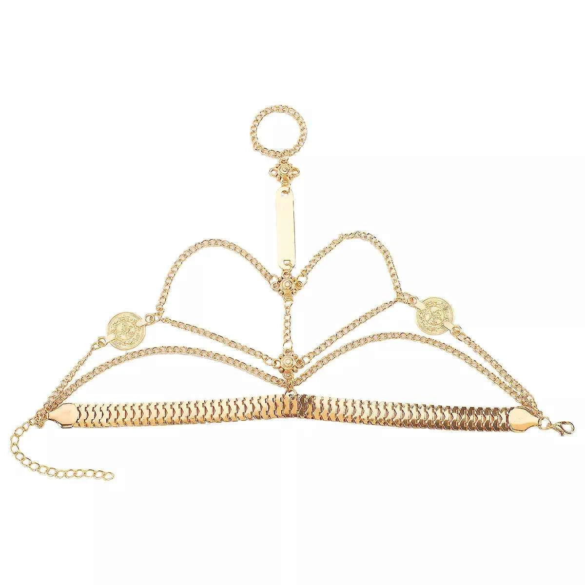 Bracelet de Main Multi-Rangs & Bague Naomi – Plaqué Or 18K ou Argenté, Ajustable - Bootiky