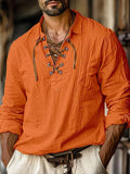Chemise Homme Vintage — Manches Longues à Lacets Style Bohème - Bootiky