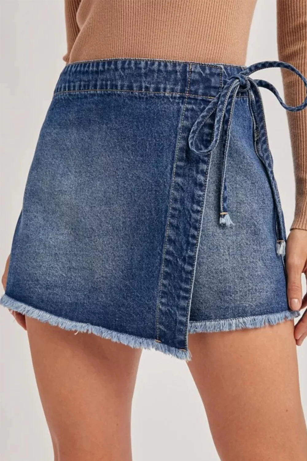 Jupe-Short en Jean Portefeuille Chic Denim – Short Intégré, Tailles 4 à 16 - Bootiky