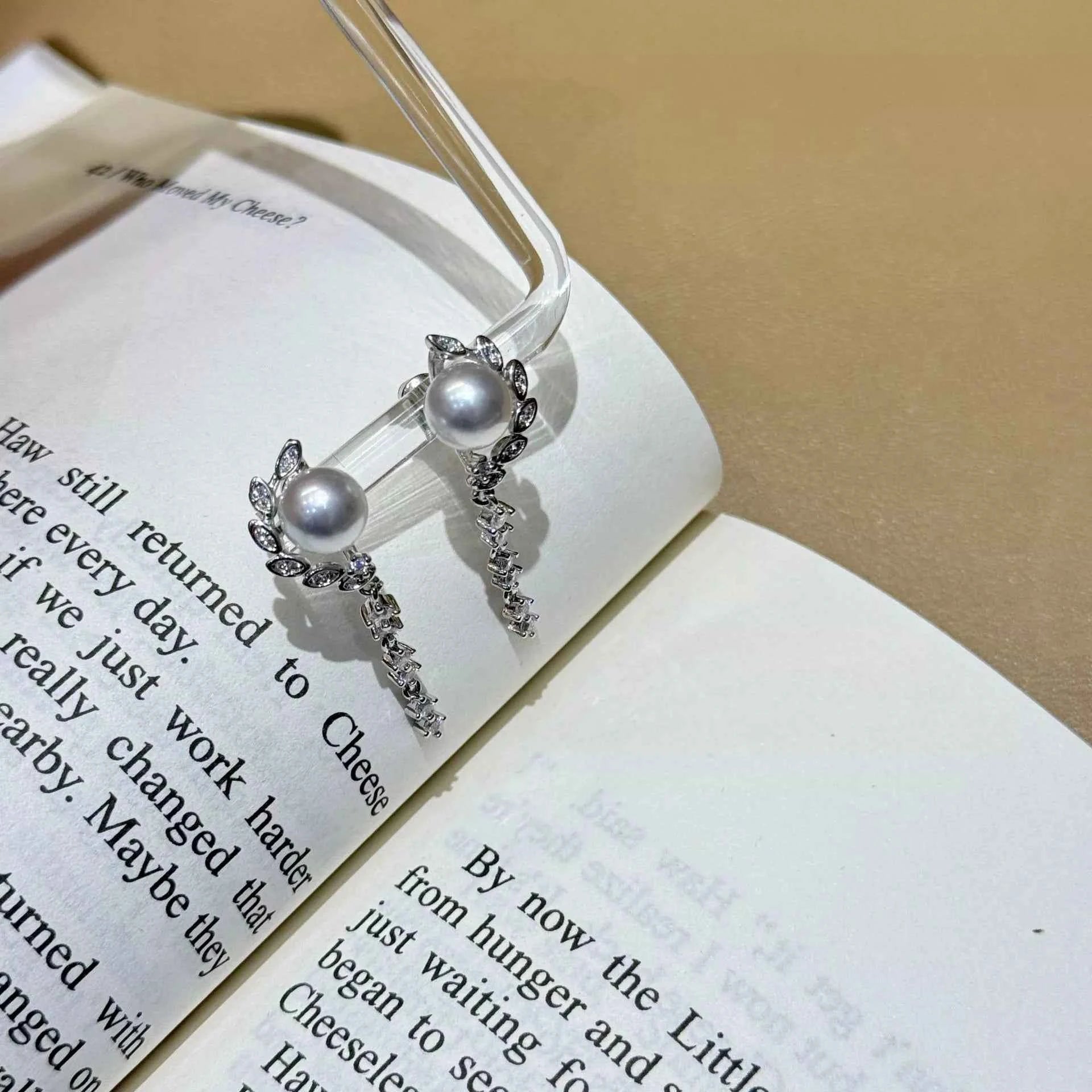 Boucles d'Oreilles Pendantes Perles & Zircon — Argent 925 - Bootiky