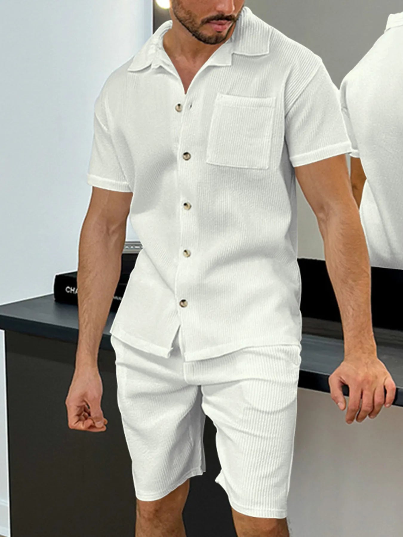 Ensemble Homme Été — Haut Boutonné & Short avec Poches - Bootiky