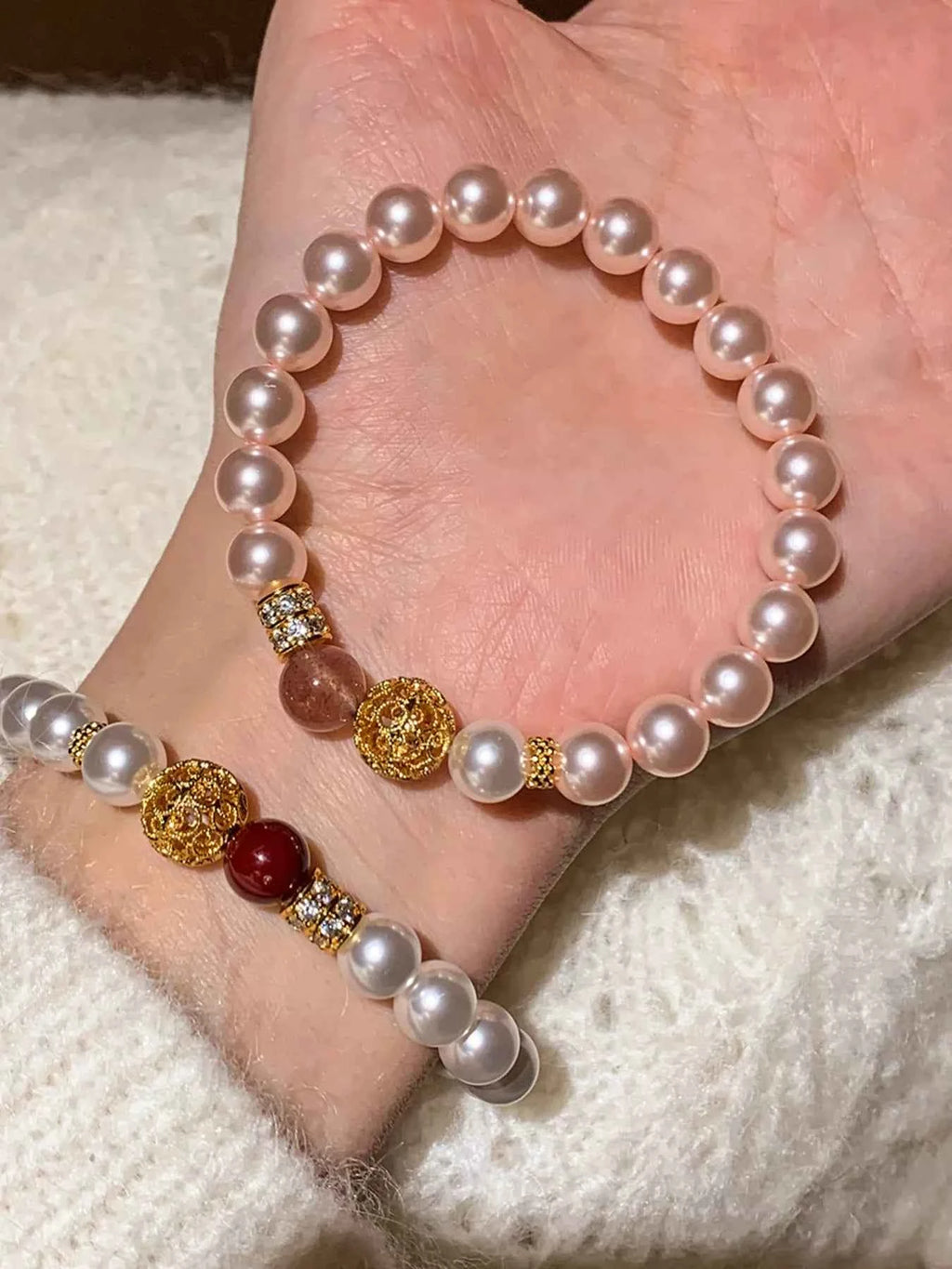 Bracelet Perles & Cristaux Plaqué Or 18K — Romantique & Féminin - Bootiky