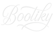 Bootiky logo in elegant white cursive script with decorative flourish