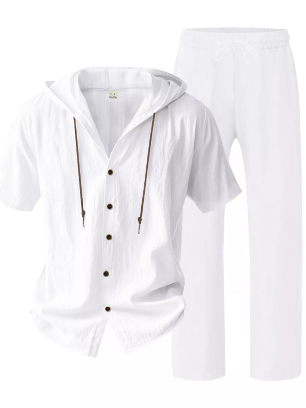 Ensemble Homme Lin — Haut à Capuche Boutonné & Pantalon Large - Bootiky