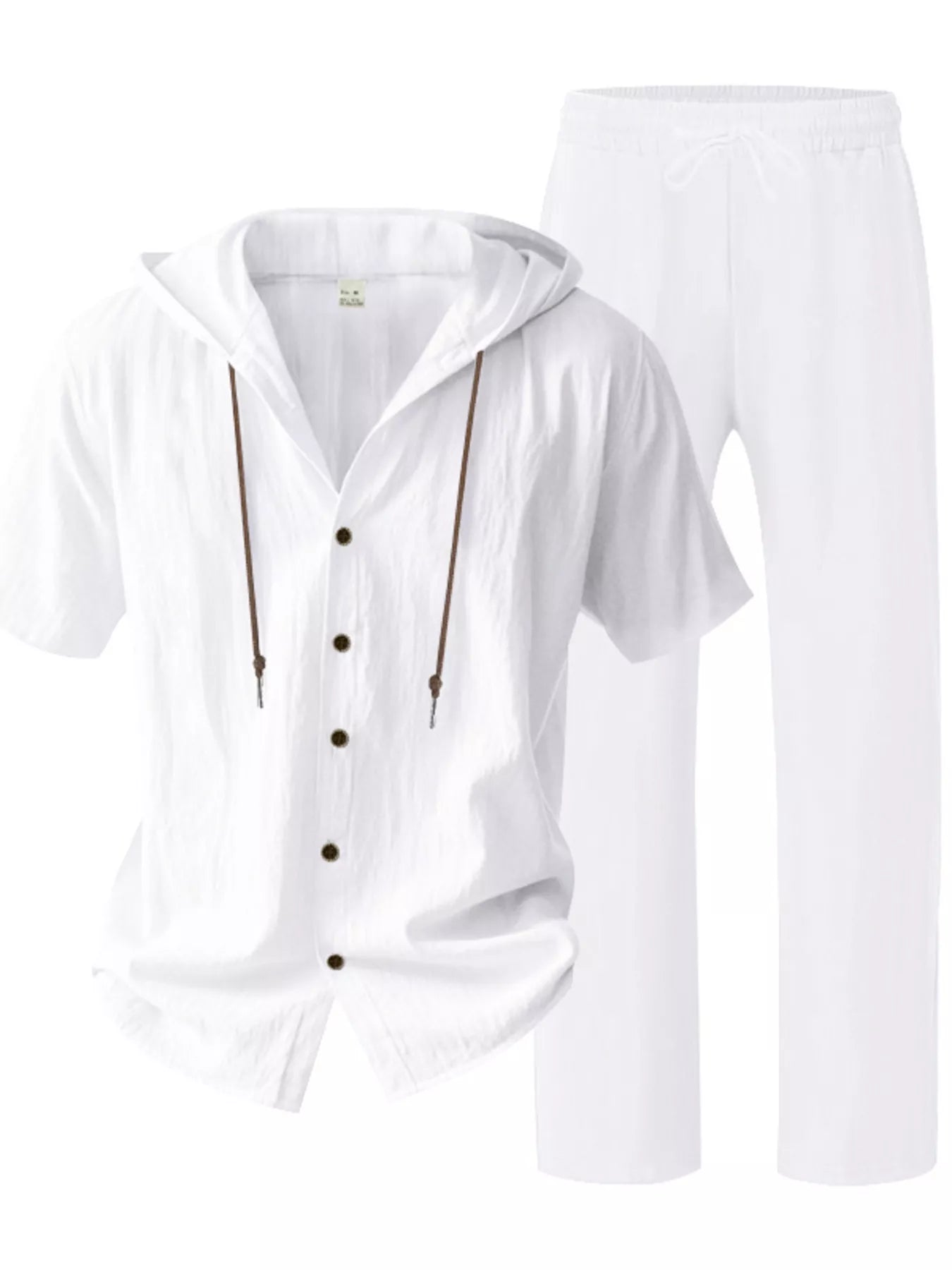 Ensemble Homme Lin — Haut à Capuche Boutonné & Pantalon Large - Bootiky