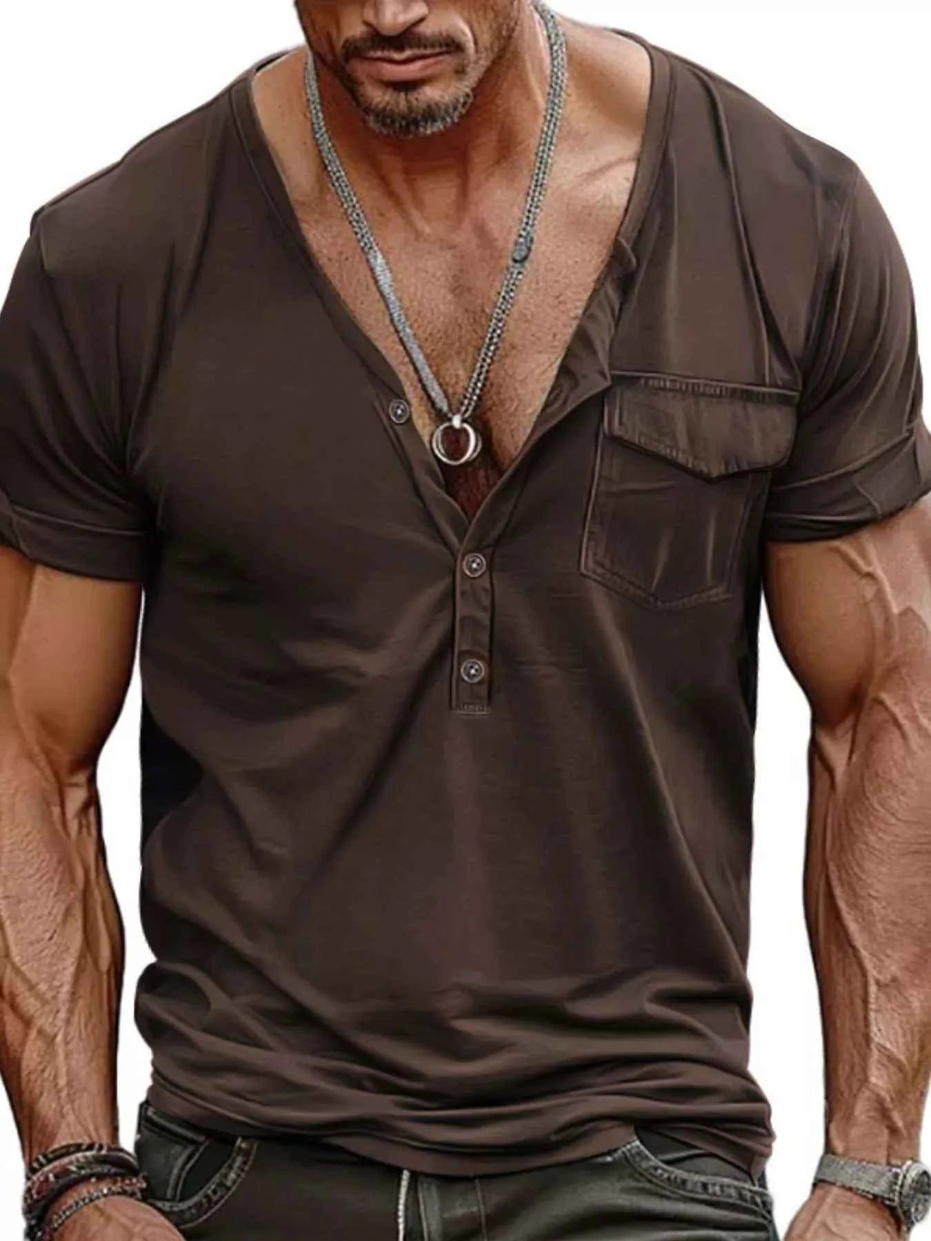 T-shirt homme manches courtes à boutons – casual grande taille - Bootiky