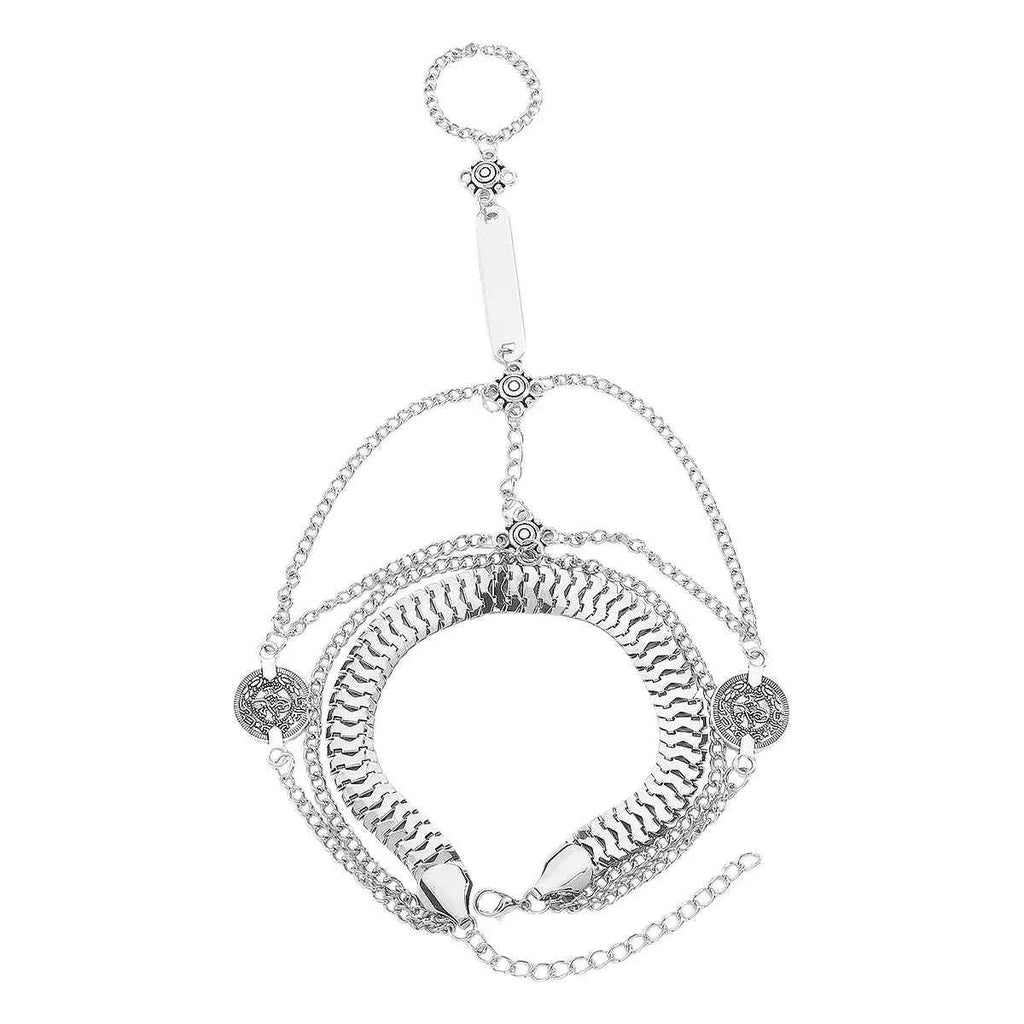 Bracelet de Main Multi-Rangs & Bague Naomi – Plaqué Or 18K ou Argenté, Ajustable - Bootiky