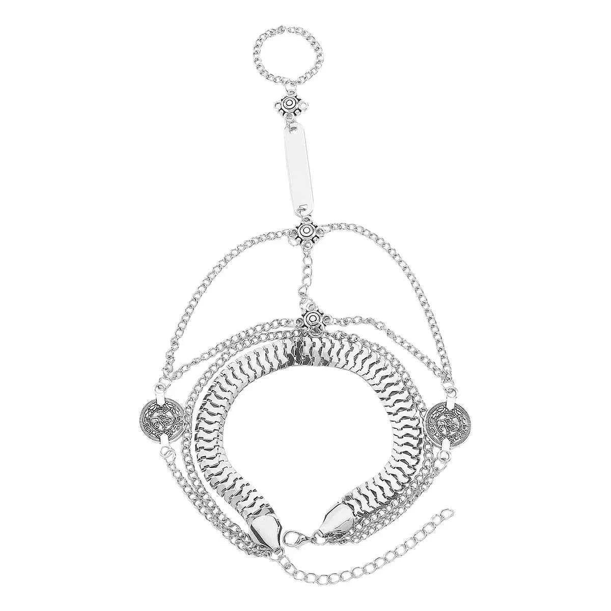 Bracelet de Main Multi-Rangs & Bague Naomi – Plaqué Or 18K ou Argenté, Ajustable - Bootiky