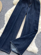 Jean taille haute wide-leg – coupe droite et fente latérale - Bootiky