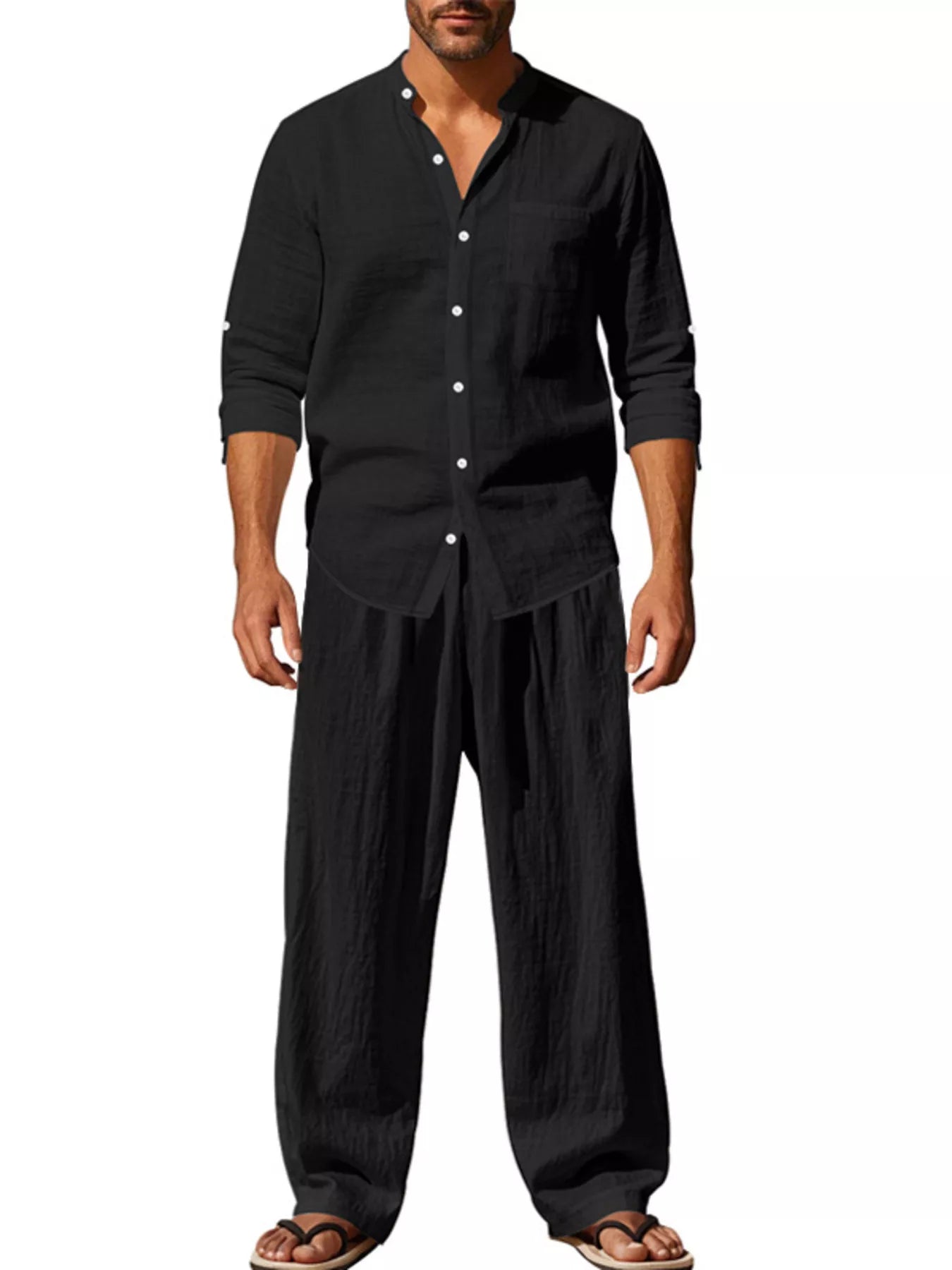 Ensemble Casual en Lin Le Saint-Tropez – Chemise & Pantalon Large Homme, S à 3XL - Bootiky
