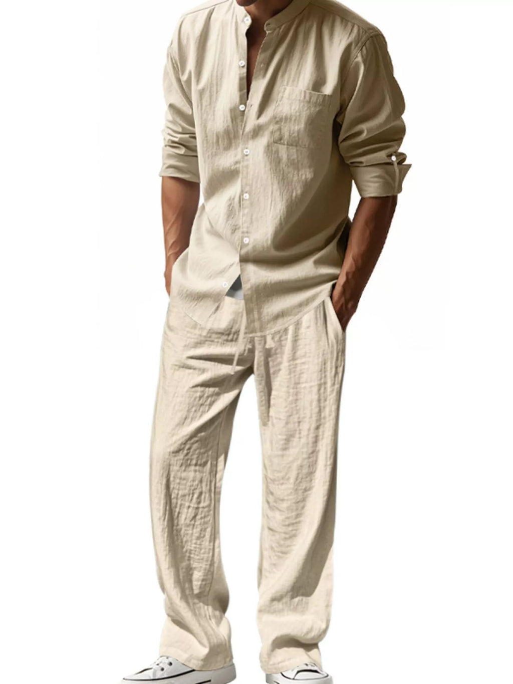 Ensemble Casual en Lin Le Saint-Tropez – Chemise & Pantalon Large Homme, S à 3XL - Bootiky