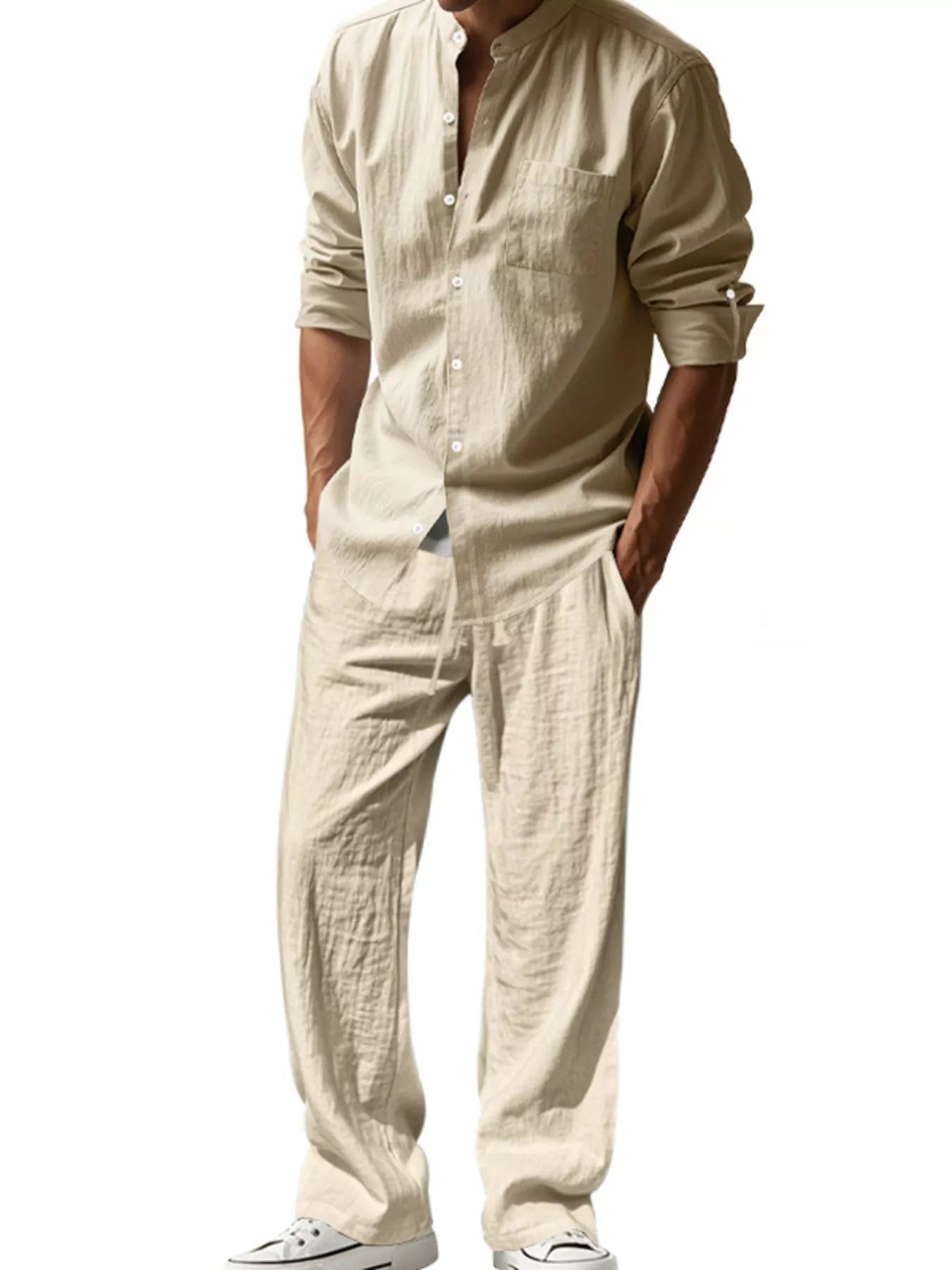 Ensemble Casual en Lin Le Saint-Tropez – Chemise & Pantalon Large Homme, S à 3XL - Bootiky
