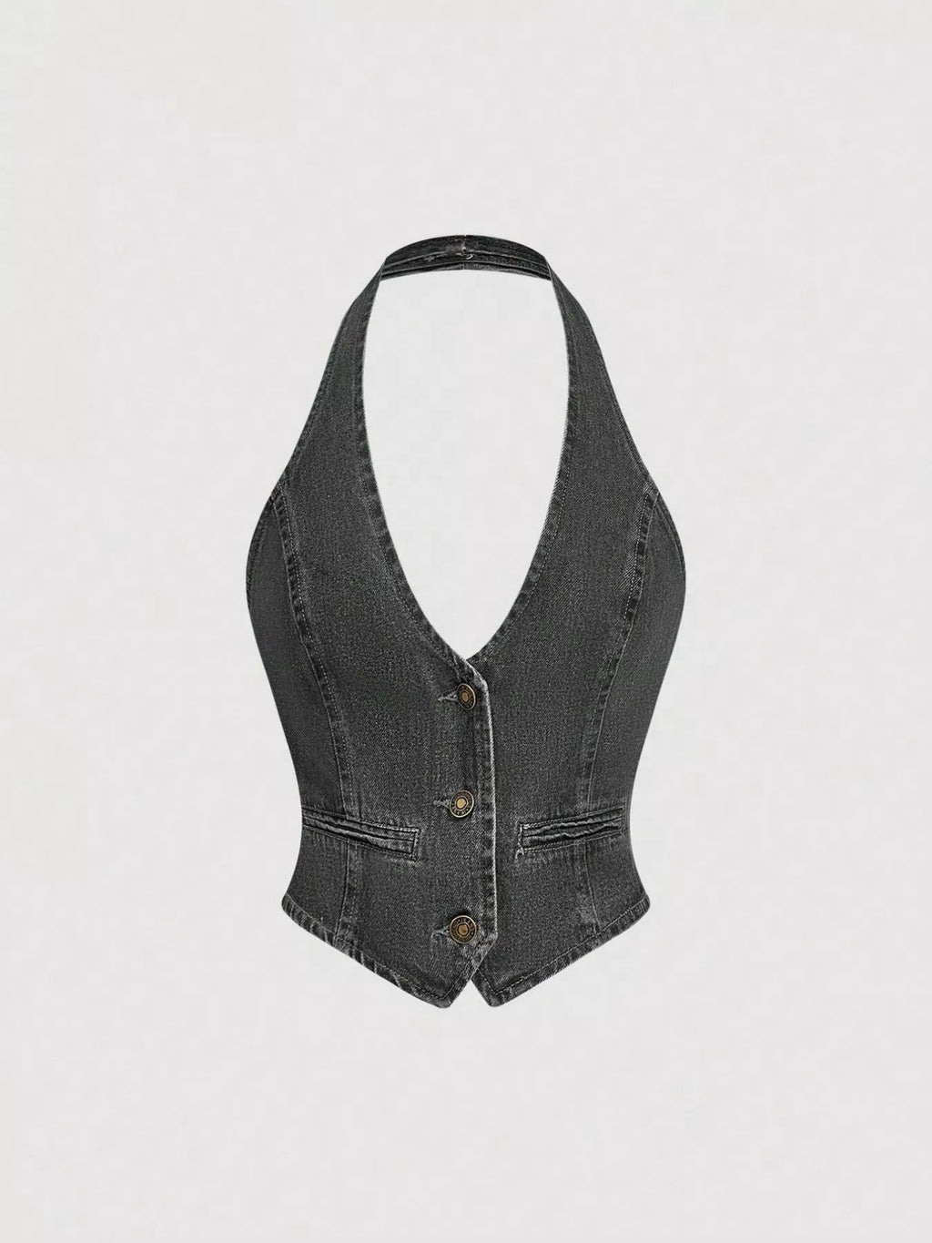 Ensemble deux pièces – Gilet halter en jean et pantalon wide-leg - Bootiky