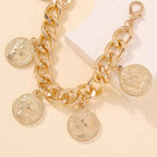 Bracelet Rétro Médina Charms Pièces Plaqué Or 18K – Ajustable, Porté Poignet ou Cheville - Bootiky