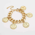 Bracelet Rétro Médina Charms Pièces Plaqué Or 18K – Ajustable, Porté Poignet ou Cheville - Bootiky