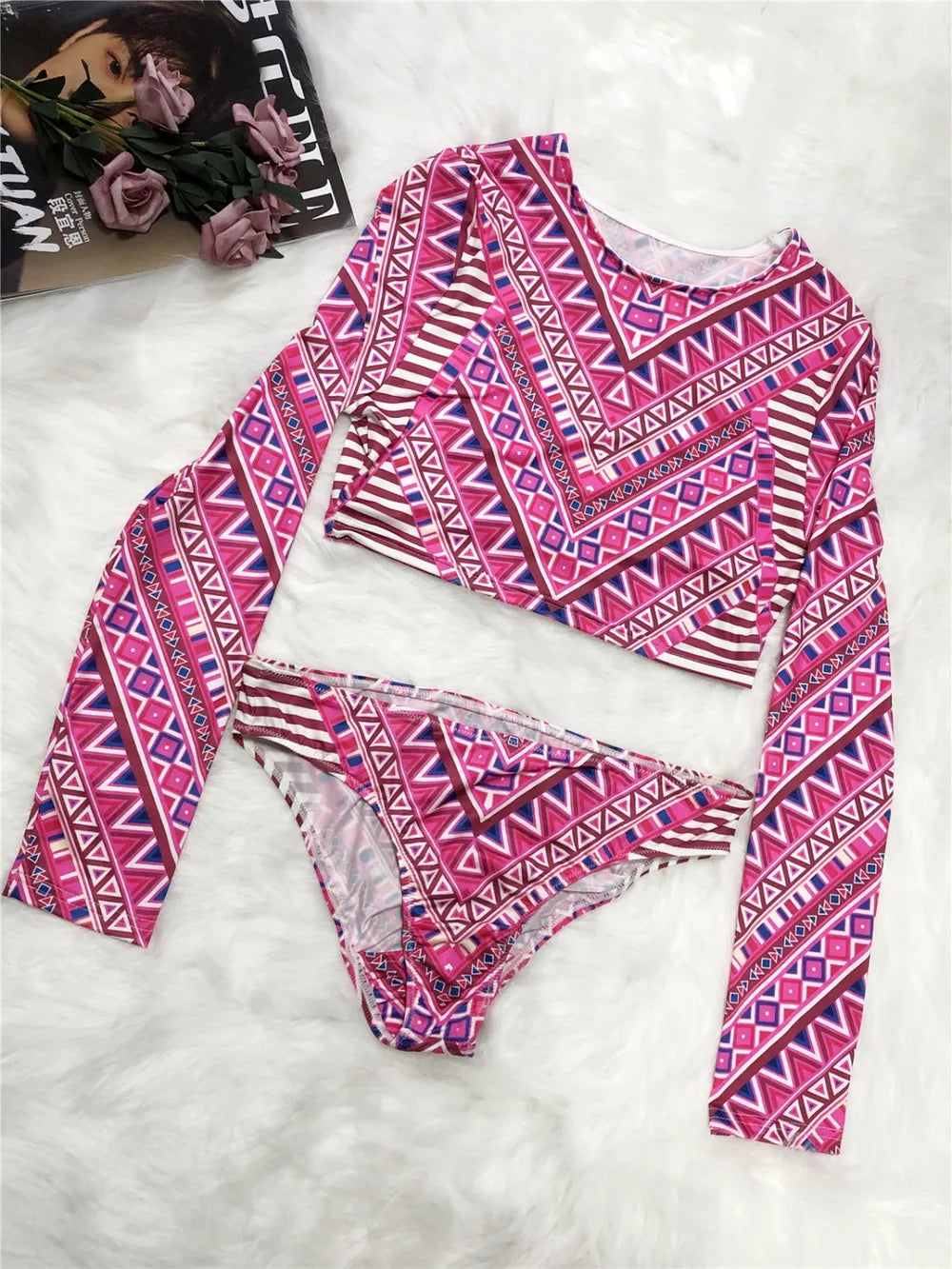Ensemble de Bain 2 Pièces — Rashguard Crop Top Manches Longues & Culotte - Bootiky