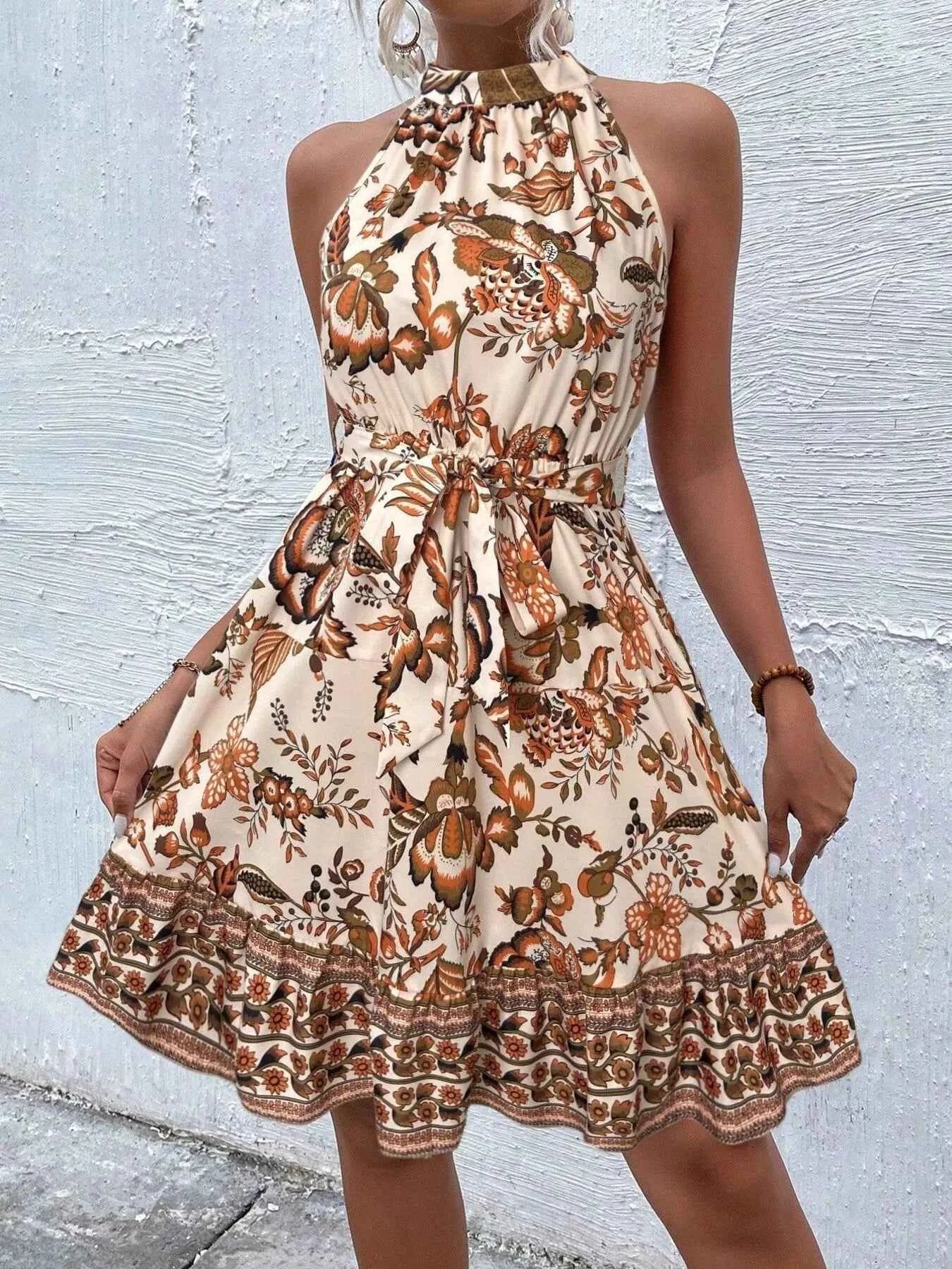 Robe d'Été Fluide Estoril Sans Manches – Ceinture Incluse, S à 2XL - Bootiky