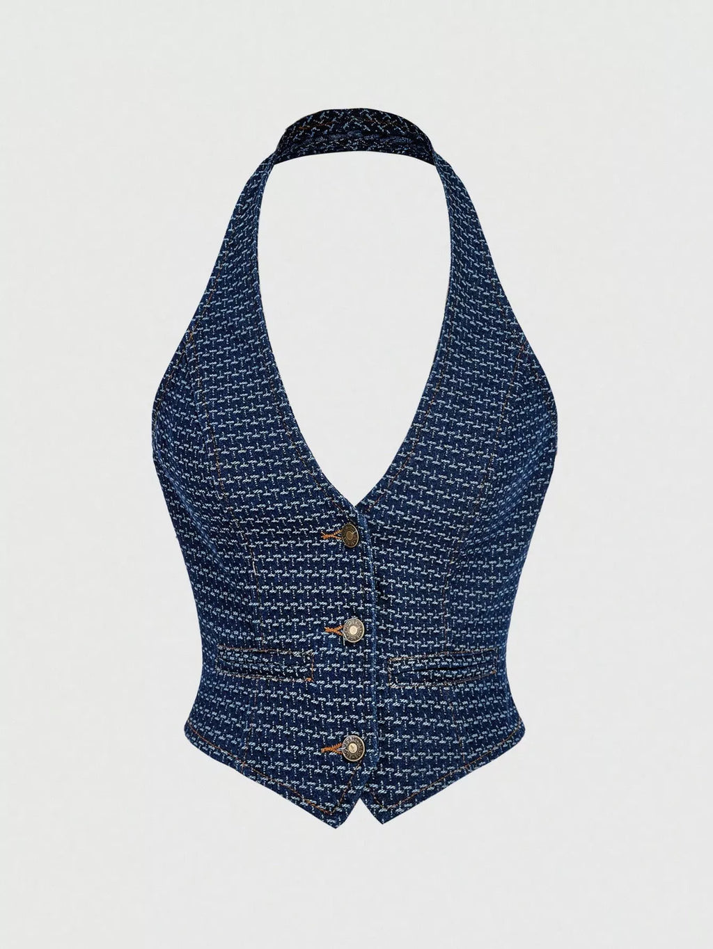 Ensemble deux pièces – Gilet halter en jean et pantalon wide-leg - Bootiky