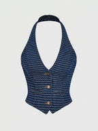 Ensemble deux pièces – Gilet halter en jean et pantalon wide-leg - Bootiky