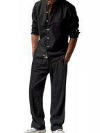 Ensemble Casual en Lin Le Saint-Tropez – Chemise & Pantalon Large Homme, S à 3XL - Bootiky